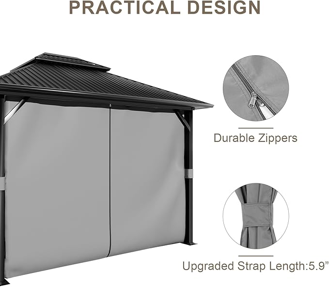 BPS 12' x 16' Gazebo Curtain Privacy 4-Panel Sidewall Outdoor Replacement Shade (Only Curtain)
