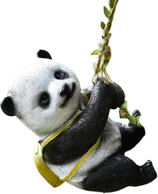 Outdoor Panda Resin Hanging - Rope Decor Statue, Animal Suspended Ornament, Ideal for Patio, Lawn & Courtyard Decoration, Housewarming Gift for Friends