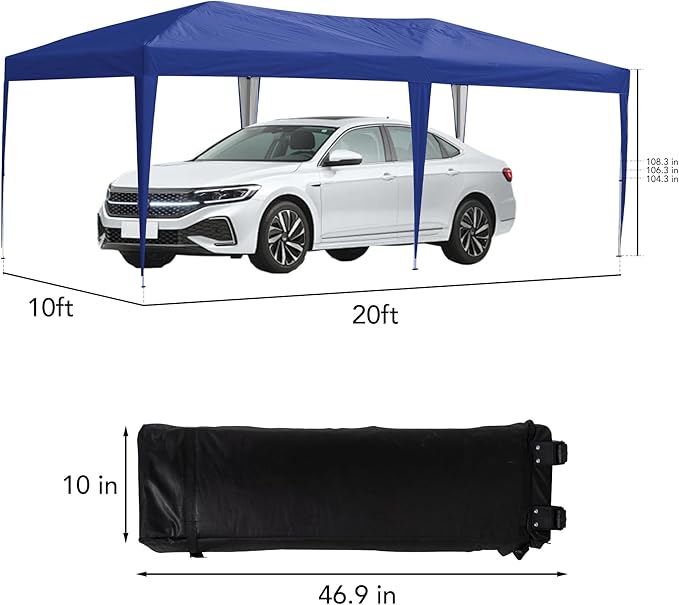Sundale Outdoor Pop up Canopy with Sidewalls, 10x20 Commercial Foldable Heavy Duty Patio Tent, Waterproof UPF 50+ Tent with Roller Bag for Event, Party, Wedding, Navy