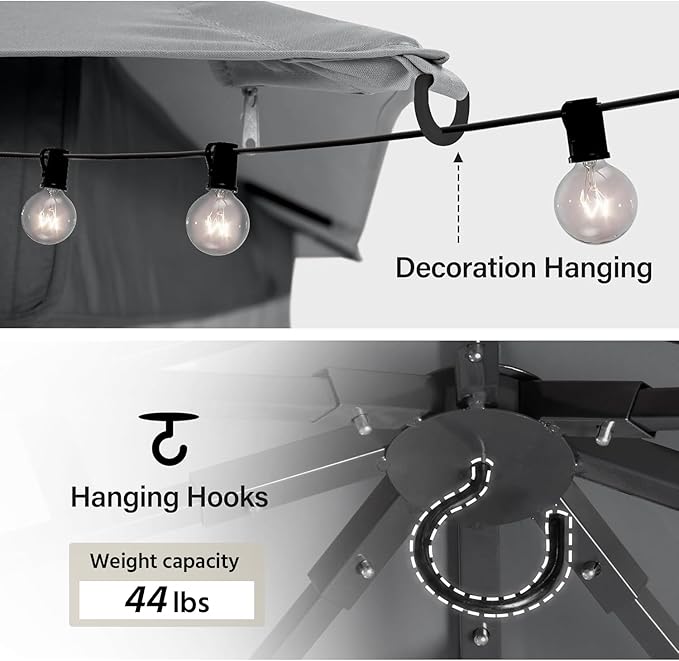 LAUSAINT HOME Outdoor Patio Gazebo 8'x8' with Expansion Bolts, Heavy Duty Gazebos Shelter Party Tent with Double Roofs, Mosquito Nettings and Privacy Screens for Backyard, Garden, Lawn, Smoke Grey