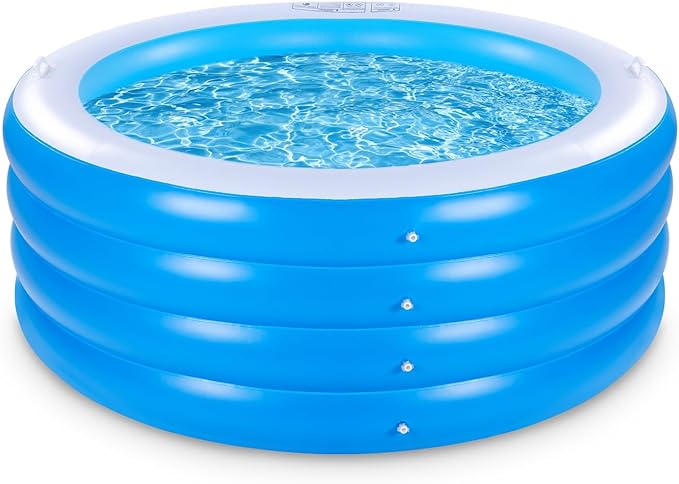 Inflatable Swimming Pool, 70"x30" Large Deep Round Inflatable Pool with Handles Family Pool, Summer Water Party, Kids, Outdoor, Garden Backyard, Suitable for Adults & 3+ Year Olds (Blue)