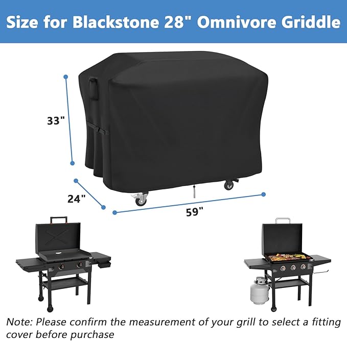 Grill Cover for Blackstone 28 Inch Model 2080 2207 2287 2351 2357 2366 2416 Omnivore Griddle, Outdoor Waterproof Weather Resistant BBQ Griddle Cover - 59 x 24 x 33 Inch