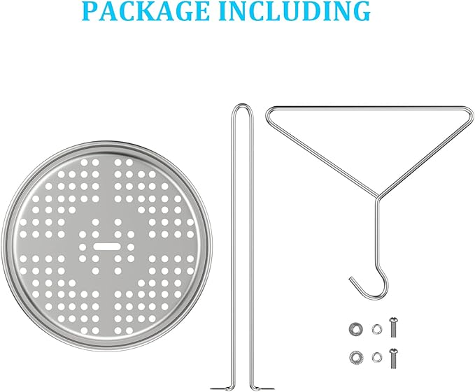 LS'BABQ Turkey Chicken Fryer Accessory Kit with Handle Lifter Hook for Deep Fry Pot Fryer Grill,Poultry Deep Frying Rack with Lifting Hook