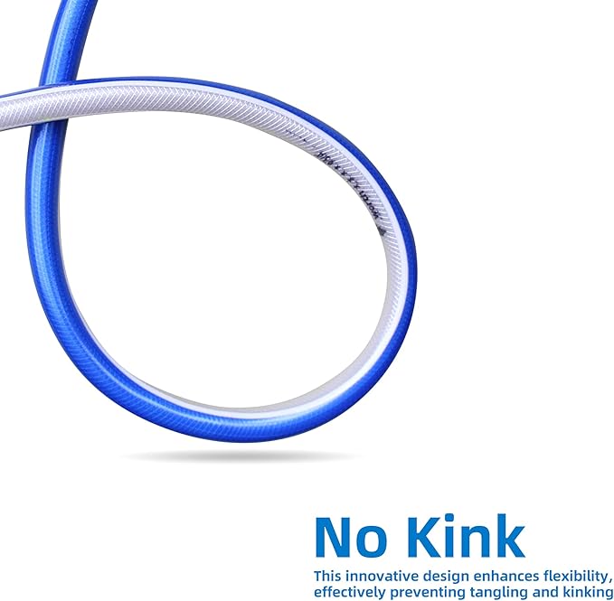 Solution4Patio Blue Garden Hose 3/4 in. x 25 ft. -Heavy Duty Durable Flexible Lightweight Water Pipe -Brass Aluminum Ends for Household & Commercial Use -Kink Free, No Leaking, Male/Female Fittings