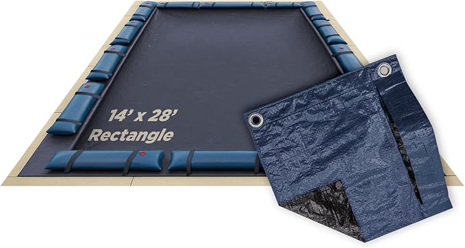 Buffalo Blizzard Deluxe 14 ft x 28 ft Rectangular Winter Pool Cover | Blue/Black | Closing Inground Swimming Pools | Easy to Install | Heavy Duty, Cold & UV Resistant | Shields from Seasonal Debris