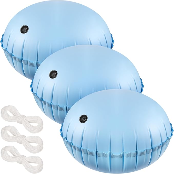 3pcs Pool Air Pillows for Above Ground Pools - 4ft Dia. Winter Closing Winterizing Kit with Ropes, Thicken PVC Ice Equalizer Support, Swimming Pool Patio Furniture Cover Airbag
