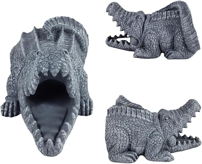 Crocodile Statues Garden Decoration, Resin Statue Outdoor Decor, Animal Downspout Diverter, Decorative Gutter Extension, 3"4" Downspout Extender Diverter Splash Block