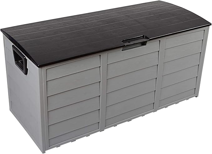 75 Gallon Resin Deck Box, Waterproof Outdoor Storage Box with Wheels, Lockable Lid and Handles, Large Deck Storage for Outdoor Gear, Patio Furniture Cushion, Gardening Tools, Black