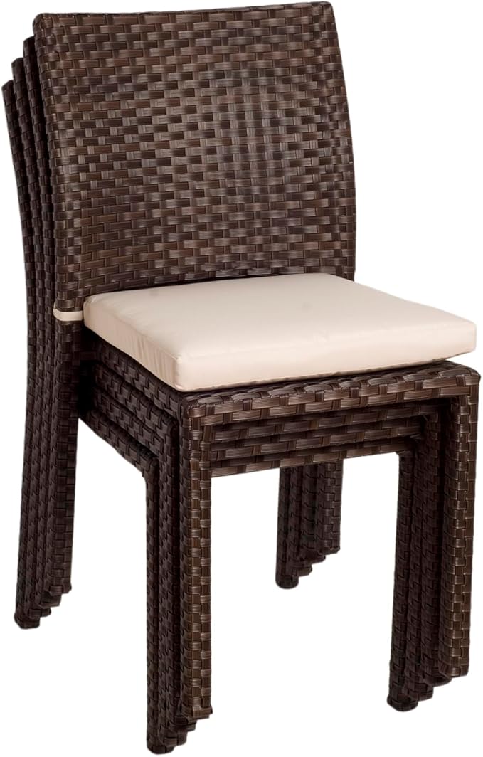 Amazonia Jefferson 13-Piece Patio Extendable Dining Table Set | Light Wicker Chairs | Ideal for Outdoors and Indoors, Brown-Teak Finish