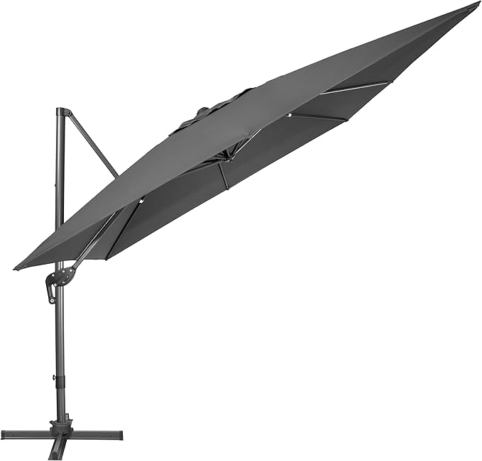 Sunnyglade 10x10Ft Cantilever Patio Umbrella Square 360° Rotation & Integrated Tilting System Offset Umbrella with 8 Sturdy Ribs, Fade-resistant & Waterproof for Garden Backyard Poolside Deck