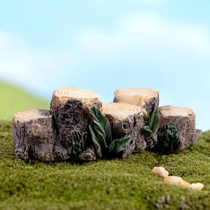 Miniature Resin Stump Micro Landscape Fairy Garden Ornament Mini Doll House Outdoor Landscape Decor Outdoor Statues Garden Sculptures Outdoor Décor Miniature Landscape