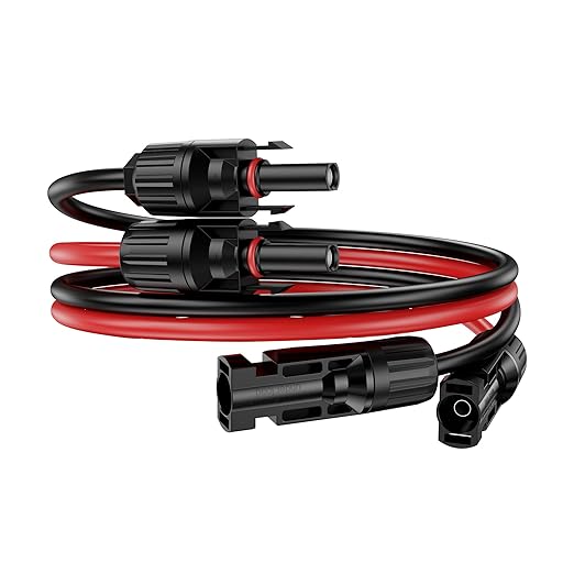 3Ft Solar Cable Solar Extension Cable,10AWG Solar Panel ExtensionCable with Female and Male Connectors,Waterproof Solar ExtensionCable Kit (Red and Black).