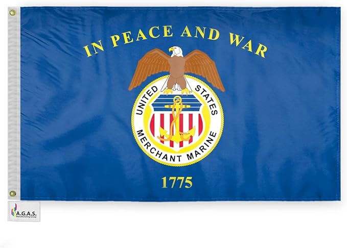 AGAS United States Merchant Marines Flag 2x3 Ft - Printed Durable Polyester US Merchant Marines Garden Flag