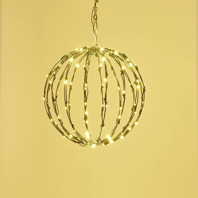 LED Light Balls Metal Hanging Tree Sphere Globe Light for Patio Holiday Festival Garden Decor (16 Inch 3 Pack)