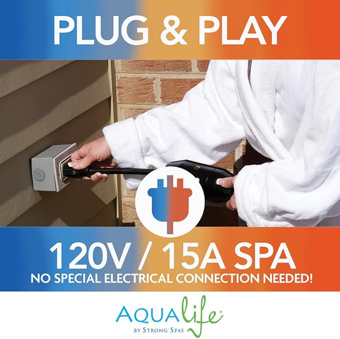 Palm Beach Outdoor Hot Tub, 6-7 Person 30-Jet, 82-Port Bench Spa with Ice Bucket by Aqualife by Strong Spas