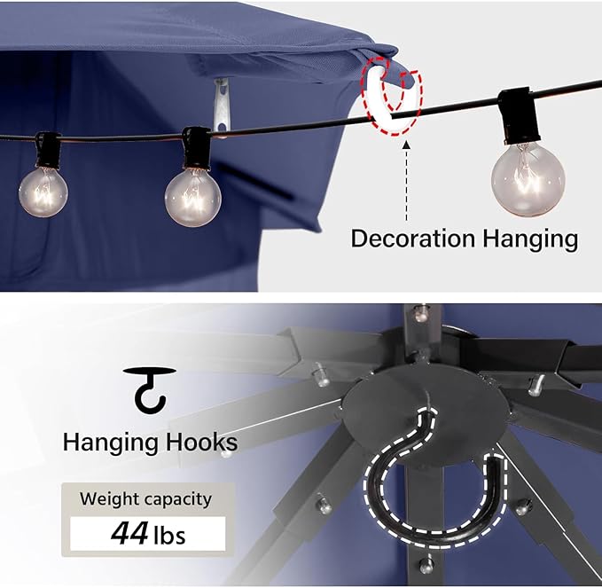 LAUSAINT HOME Outdoor Patio Gazebo 10'x20' with Expansion Bolts, Heavy Duty Party Tent & Shelter with Double Roofs, Mosquito Nettings and Privacy Screens for Backyard, Garden, Lawn, Elegant Navy Blue