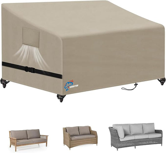 SIRUITON 2-Seat Garden Patio Sofa/Loveseat/Bench Cover 60" W x 34" D x 30" H, Heavy Duty 420D Oxford Waterproof Outdoor Sofa Cover, Lawn Patio Furniture Covers