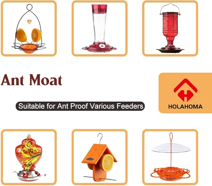 Ant Moat for Hummingbird Feeder - 3 OZ x 2 Pack Red Insect Guard with Large Capacity