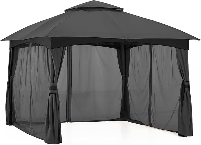 MASTERCANOPY Outdoor Patio Gazebo for Garden with Upgrade Steel Frame and Netting Walls (10x12,Gray)