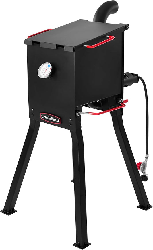 Creole Feast DF02B Outdoor Propane Deep Fryer with Baskets and Lid, 17 Qt. Oil Capacity & Real-Time Temperature Control, 54,000 BTUs Output for Frying Fish, Chicken Wings and French Fries, Black