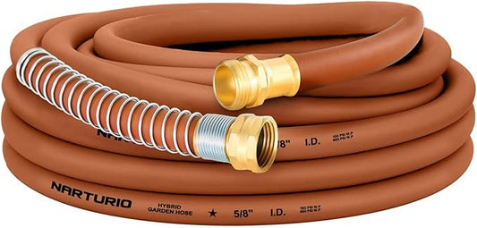 Heavy Duty Garden Hose 5/8" x 25ft, Flexible Lightweight Water Hose, Hybrid Rubber, NO Kink, 650 Burst PSI, Male to Female Fittings
