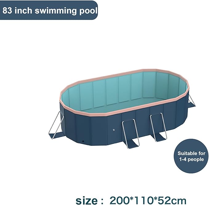 2.1m Oval Non-Inflatable Garden PVC Swimming Pool in Blue-Gray