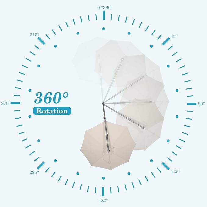 HOTIME10ft Patio Umbrella Cantilever Umbrella - Upgrade and Intensify - with 360 Rotation and 5 Angles Adjustment - Aluminum Offset Pool Umbrella Square Outdoor Umbrellas for Patio Garden Deck Pool