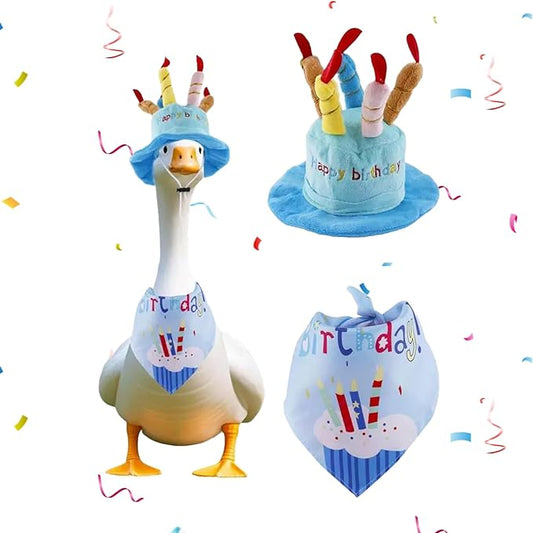 Porch Goose Outfits for 23" Plastic Porch Goose Birthday Outfit Goose Clothes for Cement Goose for Indoor Outdoor Garden Yard Lawn Patio Art Decor(Blue)