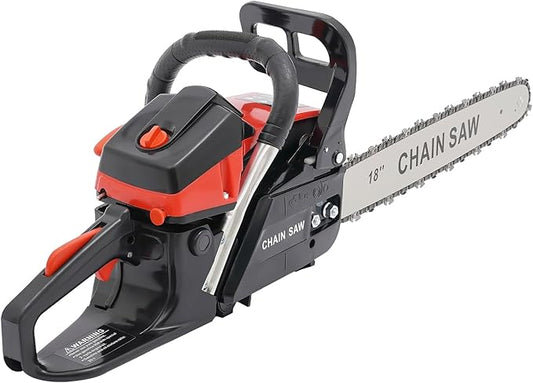 18 Inch Gas Chainsaw 58CC 2.2KW Petrol Chainsaw 2-Stroke GasChain Saws, Engine Chain Saw Set Gas Chainsaws for Cutting Wood Outdoor Home Farm Us (Black)