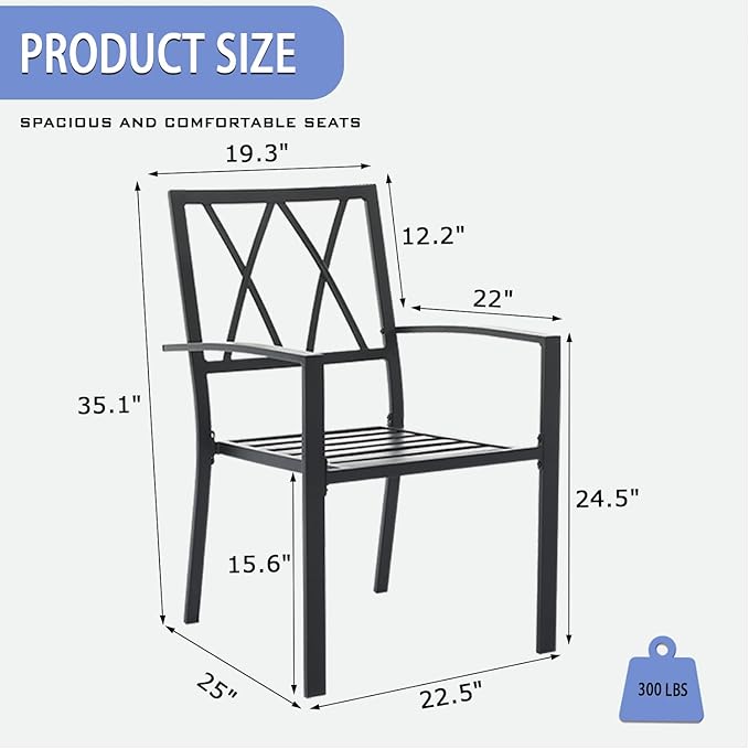 Outdoor Dining Chairs Set of 4, Aluminum Frame Stackable Patio Dining Chairs with Armrest, Wrought Iron Patio Bistro Chairs for Lawn, Backyard, Garden, Porch