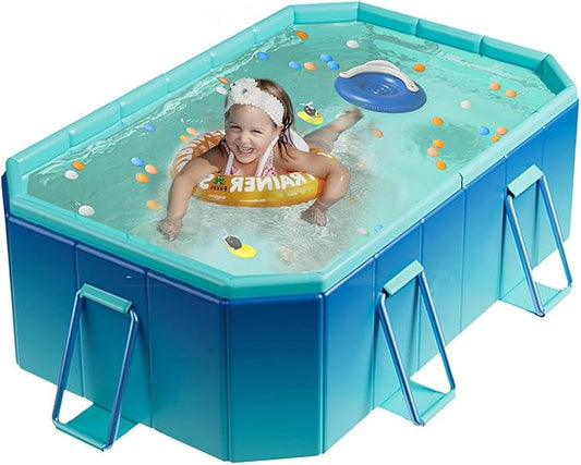 60" Non-Inflatable Foldable Swimming Pool for Family, Portable Above Ground Pool for Adults & Kids, Easy Setup for Outdoor, Backyard, Garden, Camping - Durable PVC(60"×45"×18", Pro)