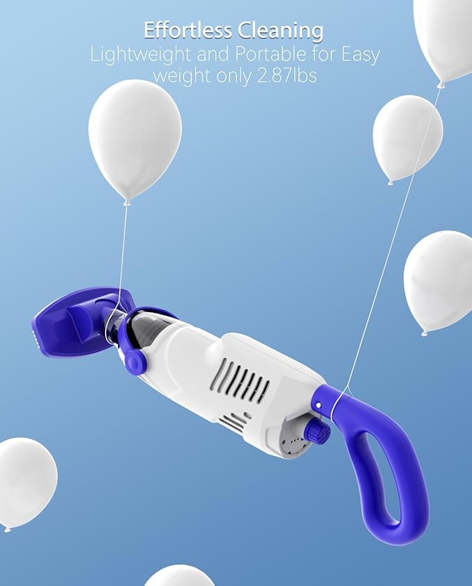 Cordless Pool Vacuum for Above Ground Pool, 60W Rechargeable Handheld Pool Vacuum Cleaner with Pole & 18GPM Suction, Spa Vacuum for Hot Tub, Above Ground/Inground Pools
