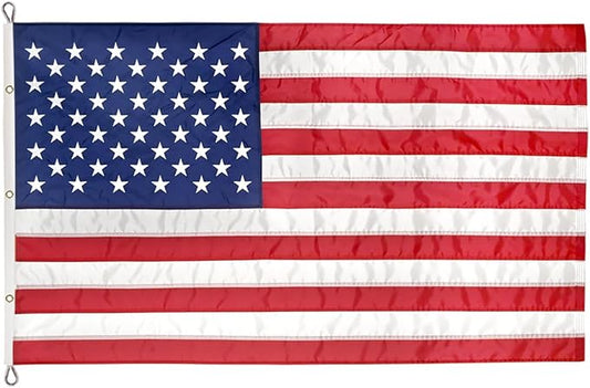 Super Tough 20ft x 38ft Nylon American Flag, Made in the USA, Embroidered Stars, Sewn Stripes