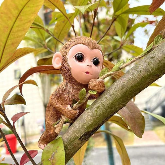 Climbing Animal Tree Hugger Statue - UV Resistant Resin Hanging Garden Sculpture, Waterproof Outdoor Decor for Yard, Patio, Porch (Monkey)