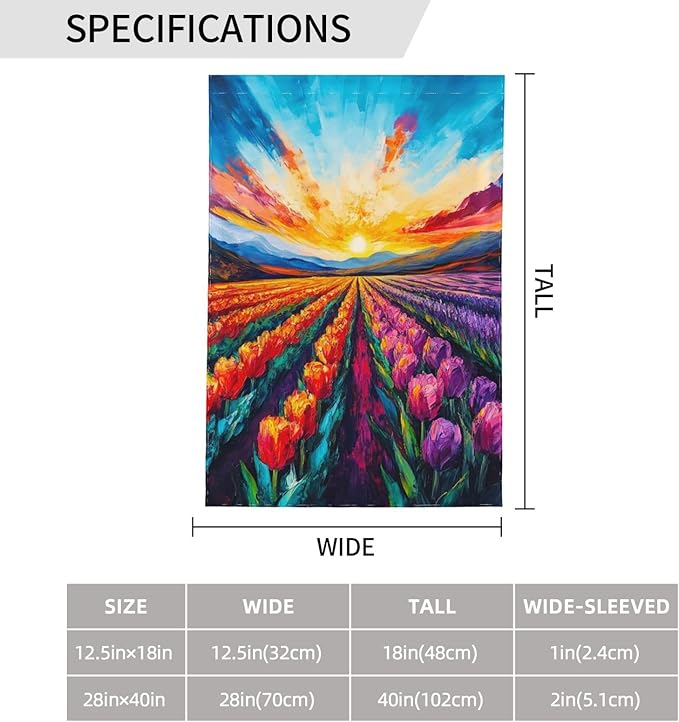Spring Summer Tulip Lavender Garden Flag Double Sided Outdoor Yard Flags 12.5x18 Inch Burlap Banners for Decor Lawn