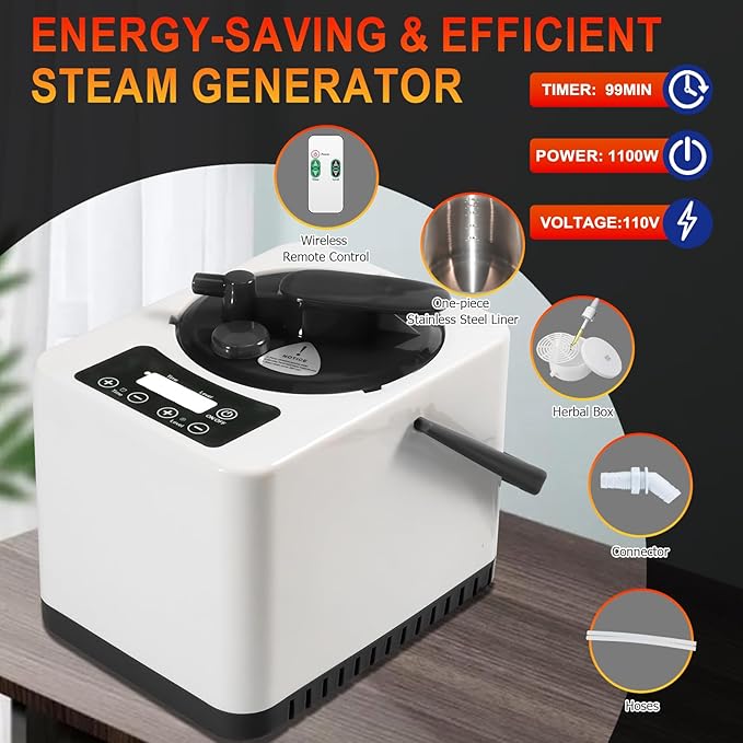 Smartmak Portable Steam Infrared Sauna with 660nm Red Light Therapy Lamp for Home Relaxation, Personal Large Full Body Sauna Spa Tent with 3.0L 1100W Steamer, Remote Control, Folding Chair Indoor Use