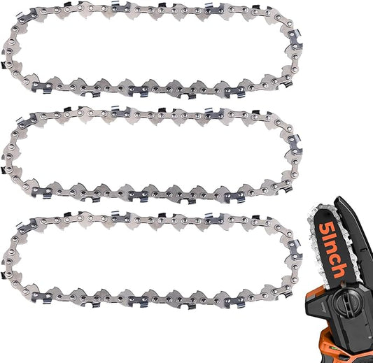 5 Inch Chainsaw Chain .030" Pitch .043" Gauge 28 Drive Links Semi-Chisel Chain Saw Chains for Husqvarna, Poulan, Craftsman, Greenworks and More Chainsaw Brands(3 Packs)(30TOP-10)