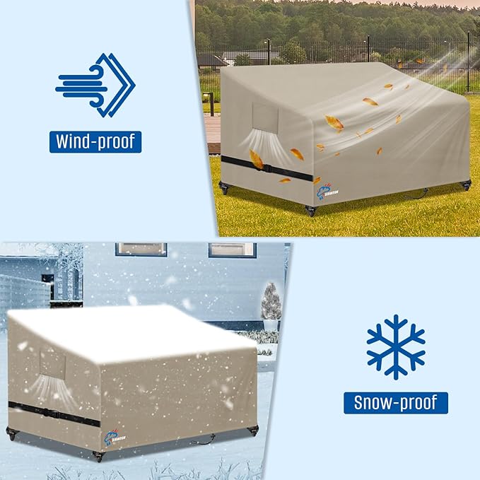 SIRUITON 2-Seat 78" W x 33" D x 32" H Garden Patio Sofa/Loveseat/Bench Cover, Heavy Duty 420D Oxford Waterproof Outdoor Sofa Cover, Lawn Patio Furniture Covers