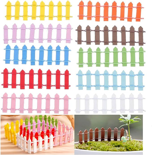 Miniature Fairy Garden Fence,Fairy Garden Accessories Outdoor Wood Picket Fence,10 PCS DIY Flowerpot Decoration, Miniature Garden Decoration