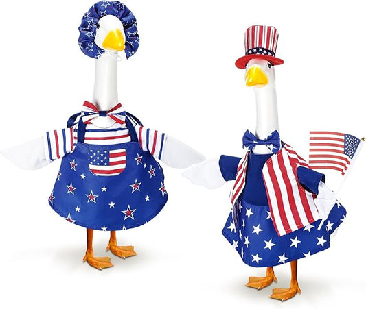 Abbylike Porch Goose Outfits Porch Yard Goose Outfits Clothes Costume Fits Large 23'' Cement for Garden Yard Statue Pathway Decorations