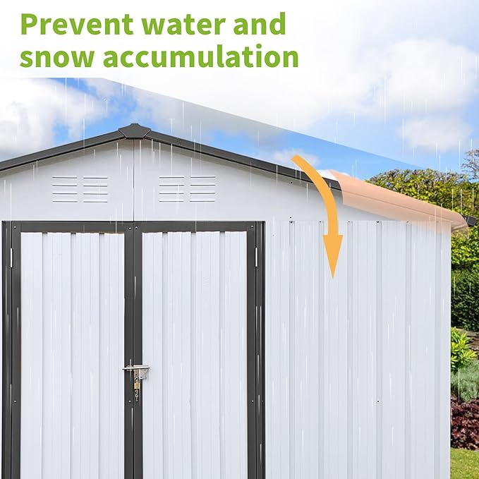 12x10FT Heavy-Duty Metal Storage Shed, Extra-Large Outdoor Shed with Apex Roof, Steel Vents & Hinged Door, Includes Free Padlock for Secure Tool & Equipment Storage (Easy Assembly)