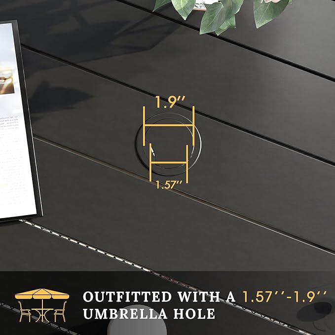 VICLLAX 5 Pieces Patio Dining Set, 4 Seats Outdoor Furniture Includes 37.8" Square Outdoor Table and 4 Swivel Patio Chairs, Black Tabletop and Blue Fabric