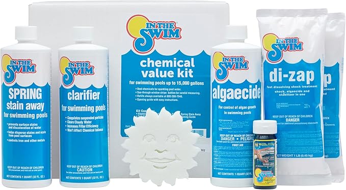 In The Swim Deluxe Swimming Pool Chemical Value Kit – for Above Ground and In-Ground Pools – Treats Up to 15K Gallons