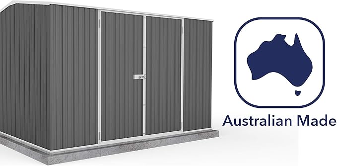 Absco Premier Storage Sheds, 10'x7' Metal Garage, DIY Backyard Shed, Utility Tool Storage, Weather & Wind Resistant Aluminum Panels & Steel Frame, Maintenance-Free, 12 Year Warranty, Woodland Gray