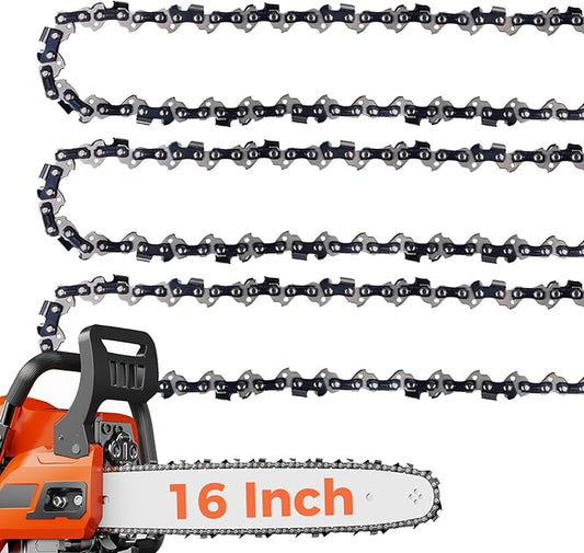 16 Inch Chainsaw Chains S57 3/8" LP Pitch .050" Gauge 57 Drive Links Fits for Echo CS-3510/352/3400/400, Worx WG300,WG303 - S57 (3 Packs) (91YNP-6)
