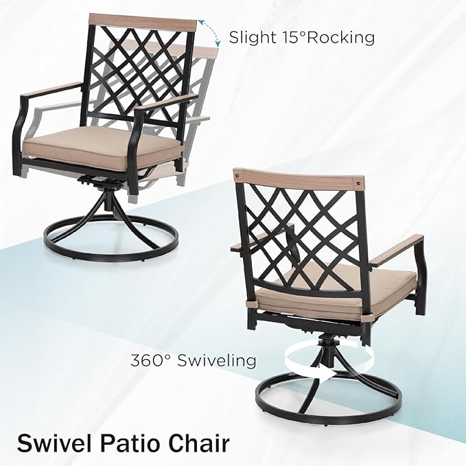 PHI VILLA 9 Pieces Outdoor Dining Set, Expandable Metal Table (64"-82") and 8 Swivel Dining Chairs – Perfect for Patio, Garden, Deck, Porch, and Yard, 9PCS Outdoor Dining Set Style 3