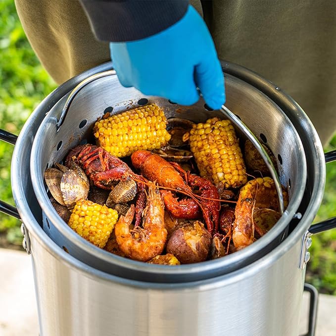 Barton Propane 30 Qt. Turkey Deep Fryer & 10 Qt. Fish Fryer Boiler Steamer Set, 37,000 BTU Burner, Ideal for Outdoor Cooking, Complete Set
