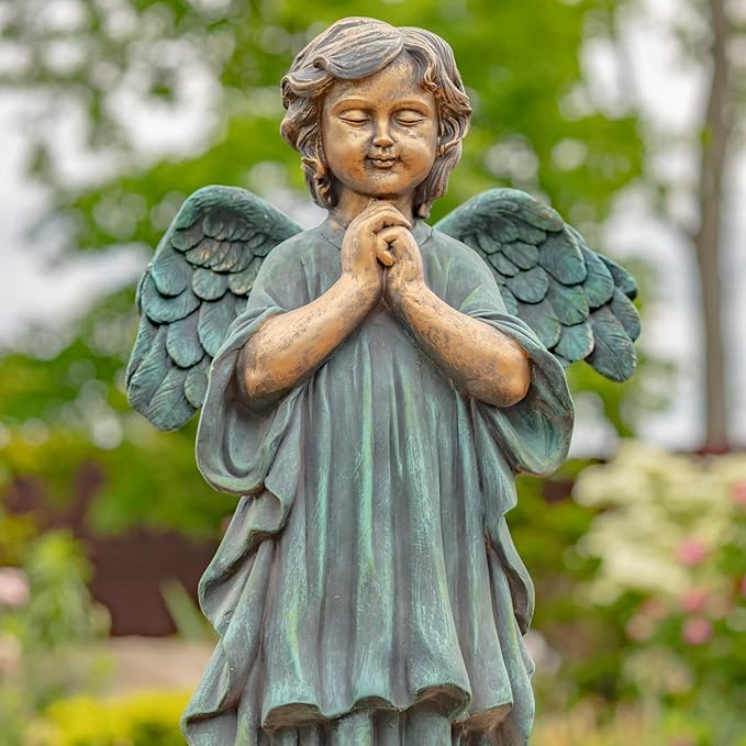 Zaer Ltd. 39" Tall Magnesium Angel Statue Figurines for Outdoor and Indoor Use (Praying Taylor, Aged Bronze)
