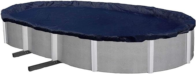 Aboveground Pool Winter Cover, Fits 15’ x 30’ Oval, Solid Blue – Includes Winch and Cable for Easy Installation, Superior Strength & Durability, Treated for UV Protection, WC1530OV