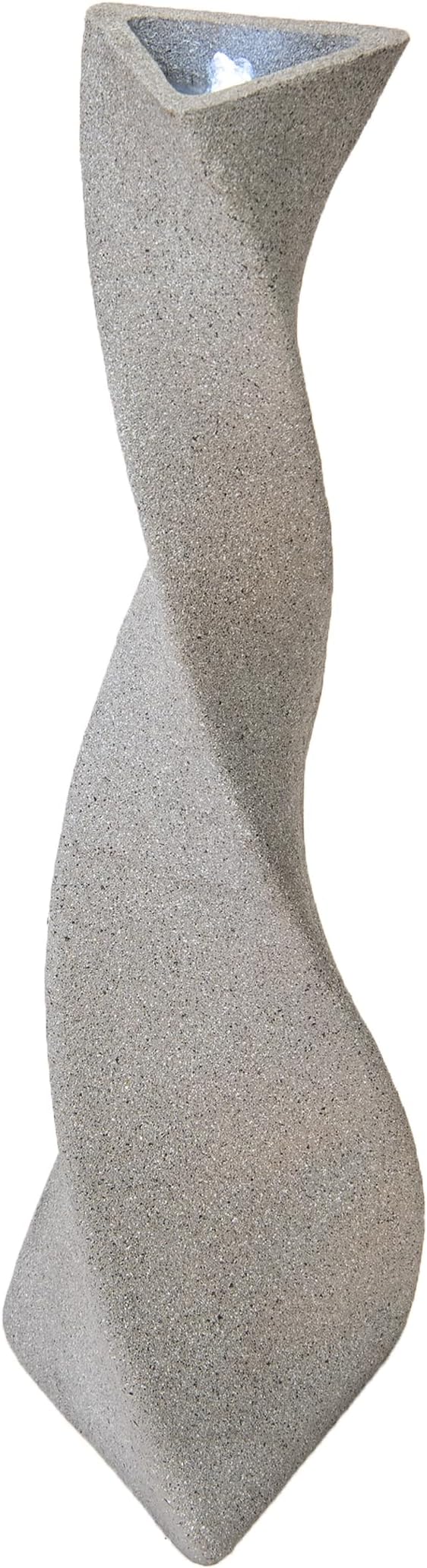 XBrand 39 in. H Freestanding Resin Fiberglass Sculptural Modern Twisted Pilar Outdoor Garden Fountain w/LED Light